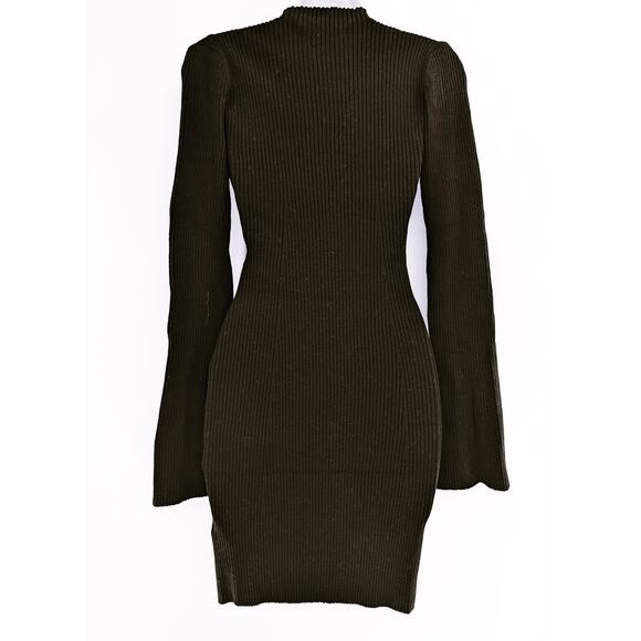 Stitches & Stripes Black Ribbed Cold Shoulder Sweater Dress - Picture 5 of 10